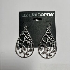 Liz Claiborne Silver Filigree Teardrop Earrings